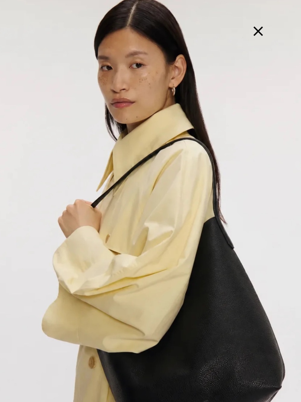 Mansur Gavriel Black Pebbled Leather Shoulder Tote